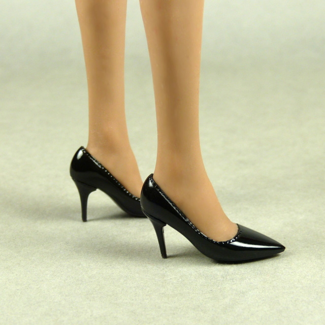Pop Toys 1/6 Scale Female Glossy Sharp Black Heel Shoes